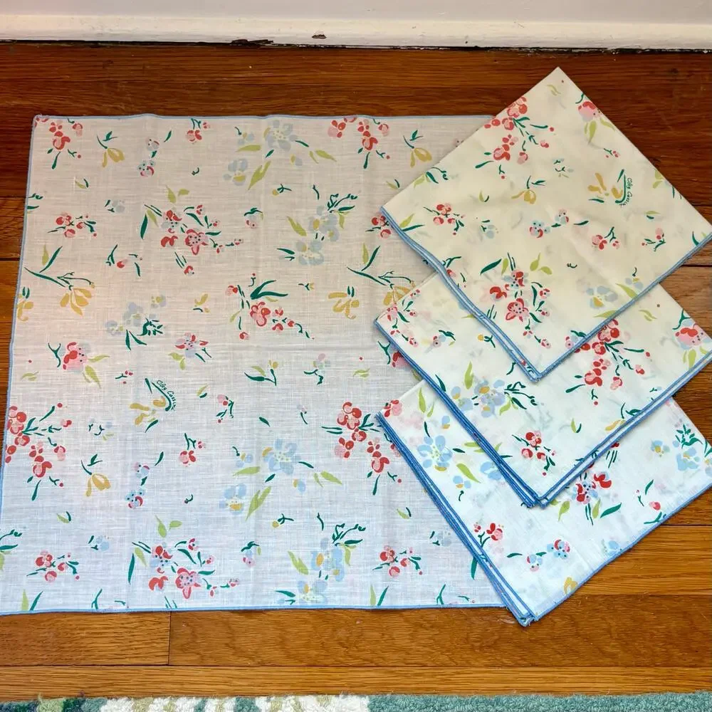 Vintage Oleg Cassini Floral Cotton Cloth Napkins Set of 4